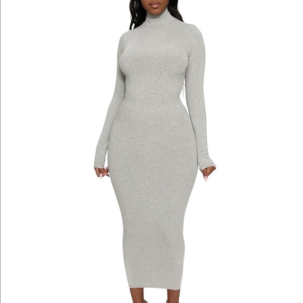 NWT Naked Wardrobe Snatched Grey Maxi Skirt